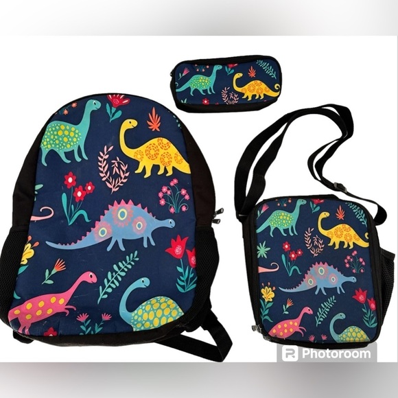 Dinosaur Large Backpack with lunch bag and pencil case - Picture 1 of 13